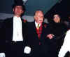 Kevin, Bill, and Pegge
make a grand entrance
in the lobby,
Saturday evening.